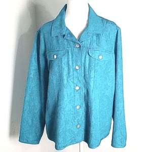Chico's Teal Longsleeve Buttondown Jacket or Top, Size 2 or Large